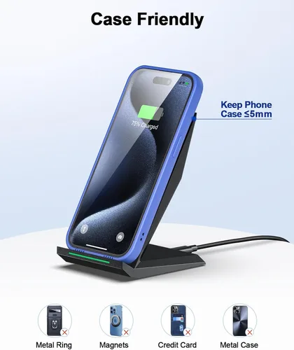 Vista 6 de Cargador inalámbrico rápido, [2 unidades] Soporte de carga inalámbrico certificado NANAMI Qi compatible con iPhone 17/17 Air/17 Pro/17 Pro