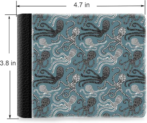 Vista 2 de Unique Desige Pattern - Octopus, Slim Front Pocket Wallet Billfold RFID Blocking