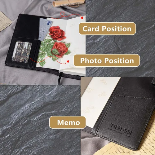 Vista 5 de TIEFOSSI Diario de Cuero Dragón, Cuaderno de Tapa Dura, Diario Recargable con Cerradura, Cuadernos de Escritura con Papel Rayado/En Blanco