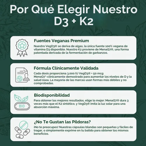 Vista 7 de Organics Ocean Better D3 + K2-100% Suplementos Orgánicos de VIT D3 y K2 con Máxima Biodisponibilidad – Apoya la Densidad Ósea, Equilibrio de Calcio