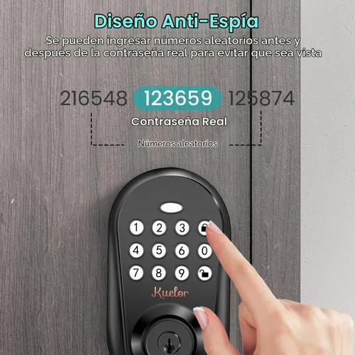 Vista 5 de Cerradura de puerta de entrada sin llave con teclado - Cerrojo inteligente Negro