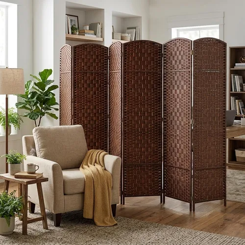 Vista 21 de Legacy Decor 8 Panels Room Divider Privacy Partition Screen Bamboo Fiber Natural Color 5.9 ft High X 11.7 ft Wide