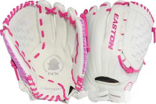 Vista 11 de Easton Ghost NX Fastpitch Softball Glove Blanco / Berry Cesta de red de 2 piezas