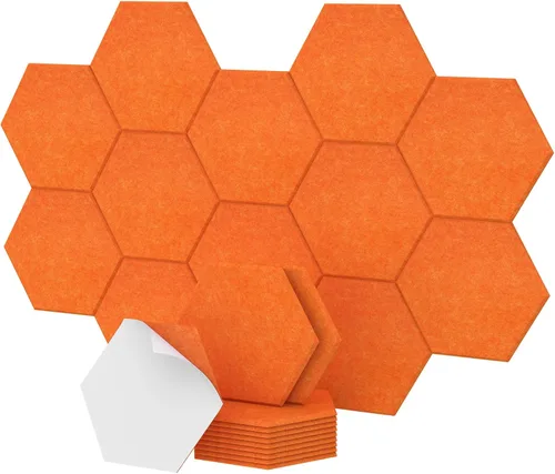 Vista 8 de Paquete de 12 paneles acústicos hexagonales de alta densidad, paneles de pared insonorizados TONOR de 12"x 10"x 0.4", paneles de absorción de sonido