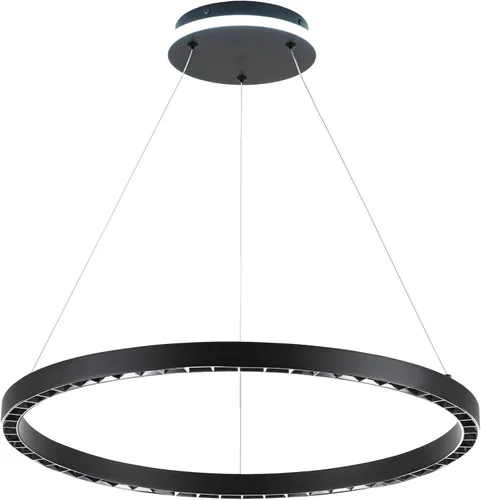 Vista 17 de Lámpara colgante LED moderna regulable de 23.6 pulgadas, color negro, 1 anillo circular, para sala de estar, comedor, cocina, oficina, vestíbulo