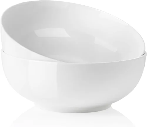 Vista 9 de Kanwone Tazones grandes para servir, 55 onzas, cuencos de cerámica para ensalada, pasta, tazones de sopa de porcelana, juego de 2, platos