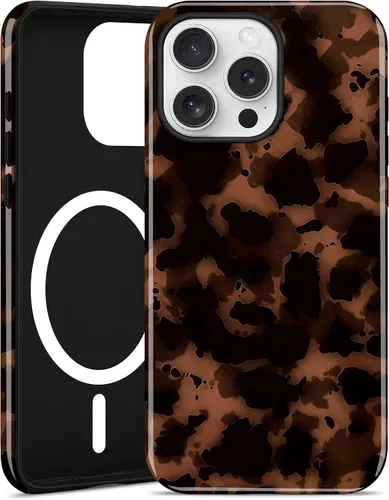 Vista 15 de Jusy Compatible con MagSafe Brown Tortoise Shell Print Phone Case para iPhone 7/8/SE, funda protectora magnética de lujo de TPU suave