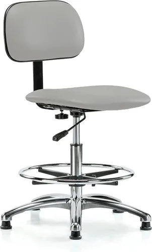 Vista 22 de Perch - Silla de laboratorio cromada con respaldo ajustable, altura del escritorio de 17 a 22 pulgadas, tela negra