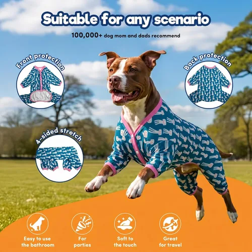 Vista 4 de LovinPet Overol grande para perro, pijama para perro, camisa, pijamas