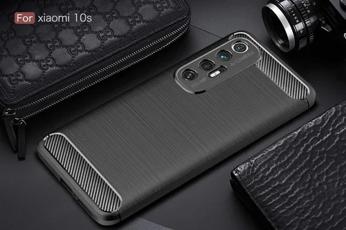 Vista 2 de Funda compatible con Xiaomi Mi 10S, cubierta de diseño de textura de fibra de carbono, funda de absorción de impactos diseñada para Xiaomi Mi 10S