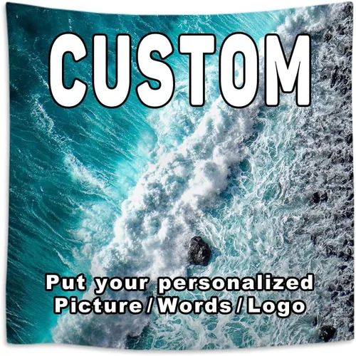 Vista 18 de KafePross Tapiz personalizado para colgar en la pared, 30 x 30 pulgadas, personaliza tu imagen, texto, dormitorio, pancarta para dormitorio