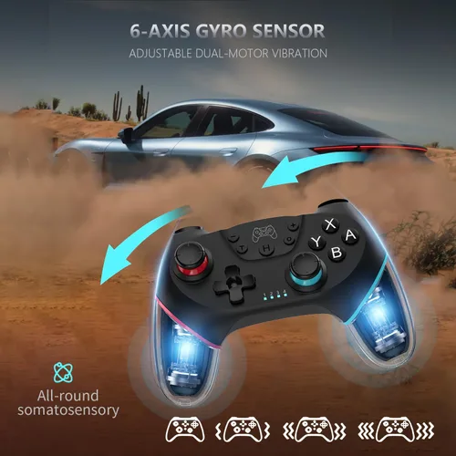 Vista 5 de ASTARRY Switch Controller Wireless Switch Pro Controller Compatible with SwitchSwitch LiteSwitch OLED Programmable Remote Gamepad Joystick with