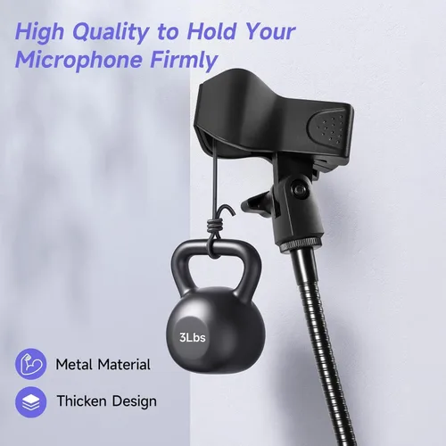 Vista 3 de Soporte para micrófono de podio 2 en 1 y soporte para micrófono, soporte flexible de cuello de cisne de 13.78 pulgadas, soporte para micrófono