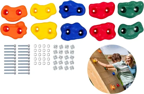 Vista 8 de Squirrel Products Soportes de escalada en roca para niños, rocas de escalada extra grandes de lujo con accesorios de montaje – DIY pared de roca