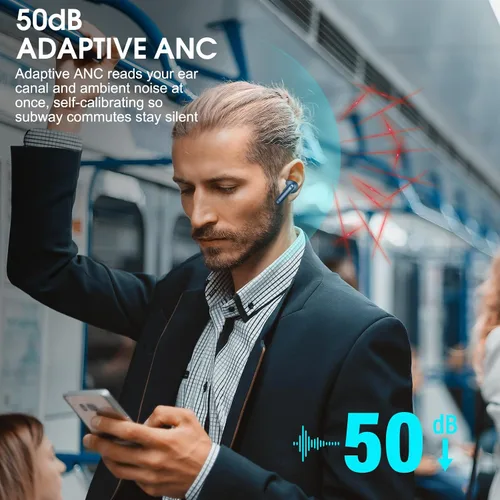 Vista 2 de Auriculares inalámbricos con cancelación activa de ruido, sonido de alta Azul marino