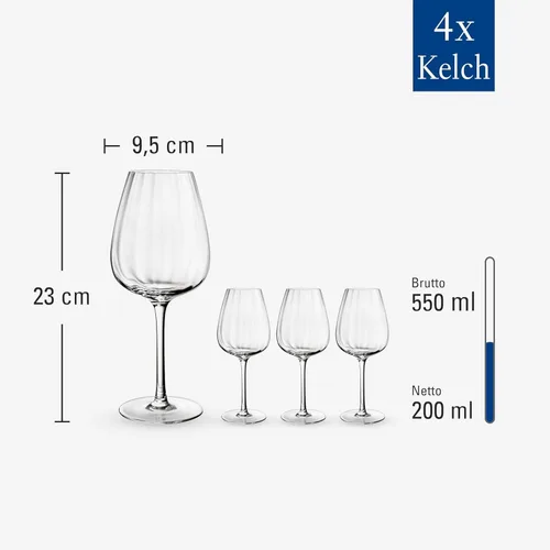 Vista 4 de Villeroy & Boch Rose Garden - Copa de vino tinto, juego de 4, 6.75 onzas, cristal de cristal, transparente