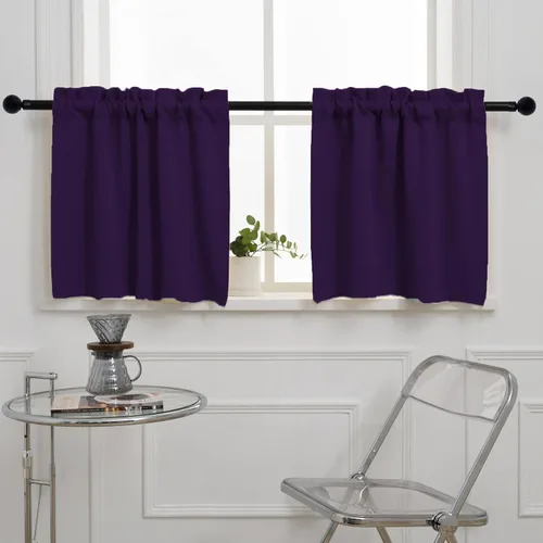 Vista 14 de Pickluc Cortina opaca de cocina de 20 pulgadas de largo, con bolsillo para barra, cortinas para ventanas pequeñas en sala de estar, sótano Beige