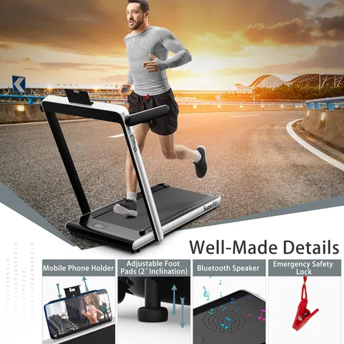 Vista 7 de Goplus 2 in 1 Folding Treadmill, 2.25HP Superfit Under Desk Electric Treadmill, Installation-Free with Remote Control, APP Control and LED Display