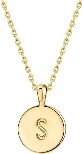 Vista 21 de PAVOI - Collar con dije de letra inicial chapado en oro de 14 quilates para mujer Collar con inicial alfabética de oro