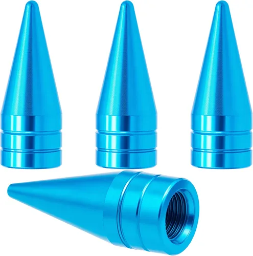 Vista 27 de 4 piezas de tapas de válvula de rueda con forma de punta, válvula de rueda de aleación de aluminio con punta, cubiertas universales de válvula