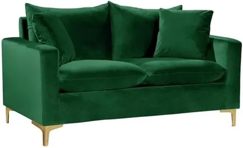 Vista 12 de Meridian Furniture Naomi Collection Modern Sofá de dos plazas tapizado de terciopelo negro contemporáneo con base de acero inoxidable en un