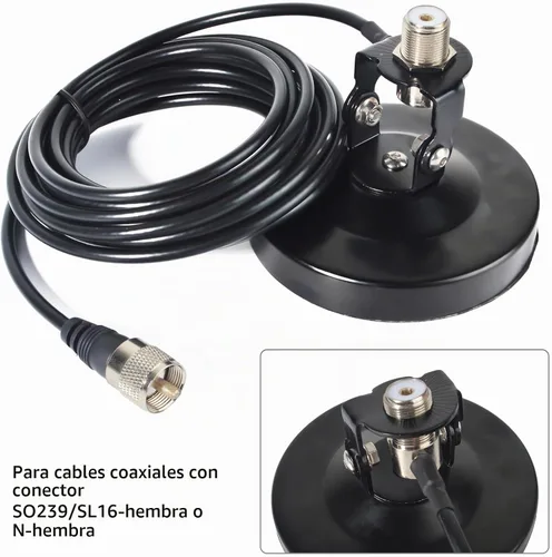 Vista 3 de TWAYRDIO Ángulo ajustable 180 ° antena de radio montaje magnético 10CM/4 pulgadas base para coche transceptor móvil