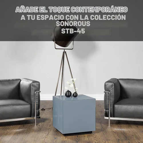 Vista 6 de SONOROUS Mesa auxiliar premium de vidrio templado - Mesita de noche de lujo y mesita de cabecera para dormitorio o sala de estar - Mesa auxiliar