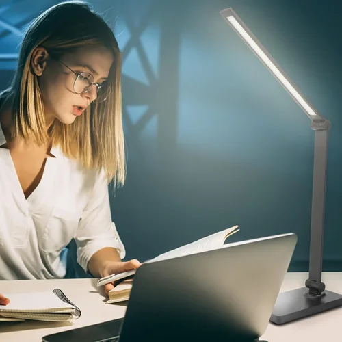 Vista 3 de DWEPTU Lámpara de escritorio recargable Lámparas de escritorio LED Lámparas de escritorio para cuidado de los ojos Lámpara de oficina regulable