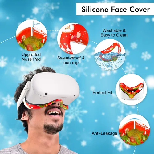 Vista 4 de Silicone Cover Skin Compatible with Meta Quest 2, YIZEIJOB Protective Accessories Bundle for Oculus Quest 2 - Come with gift box