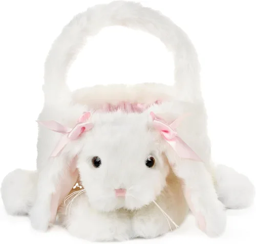 Vista 7 de Bearington - Cesta de Pascua de peluche con diseño de conejito marrón, 12 x 13 pulgadas