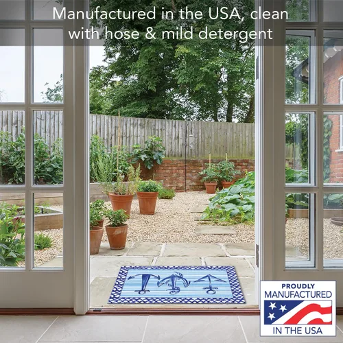 Vista 4 de Counterart Anchors Away - Tapete de entrada para interiores y exteriores fabricado en los Estados Unidos de bajo perfil, parte trasera de goma