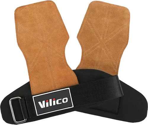 Vista 10 de Guantes de cuero para levantamiento de pesas, correas de muñeca para levantamiento de pesas, correas de levantamiento de pesas ajustables, agarre