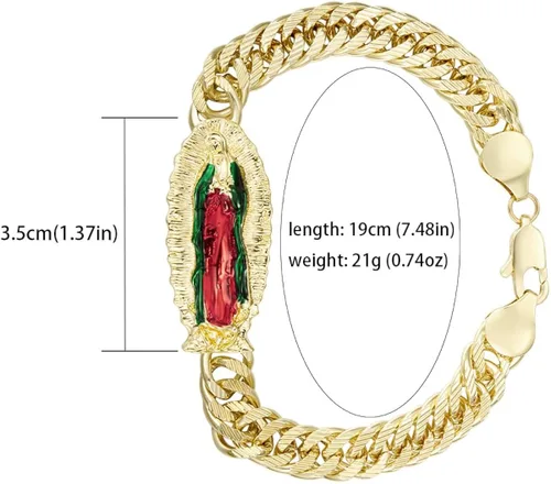 Vista 2 de GXLYFG Pulsera Virgen María de Acero Inoxidable Chapado en Oro de 24k Virgen De Guadalupe Colgante Joyería Mexicana Para Mujeres