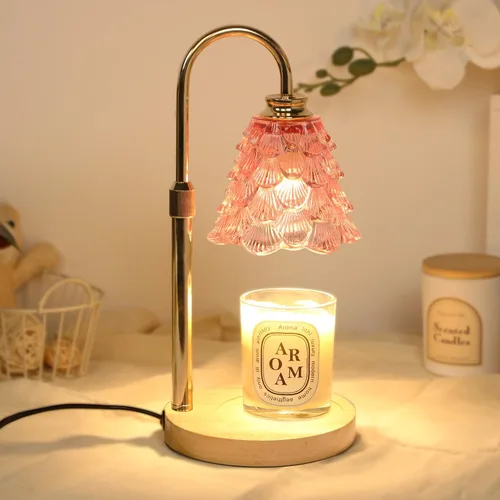 Vista 27 de GEEZO - Lámpara calefactora de fragancia para velas, calentador de velas eléctrico con temporizador y regulador de intensidad, regalos de Navidad