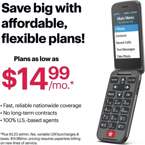Vista 6 de Lively Jitterbug Flip2 - Teléfono celular abatible para personas mayores, no compatible con otros operadores inalámbricos, plan de teléfono debe