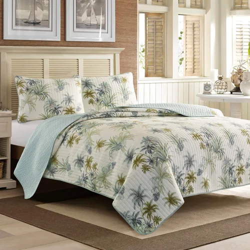 Vista 6 de Tommy Bahama - Funda estándar, ropa de cama de algodón con cierre de sobre, prelavada para mayor suavidad (Serenity Palm Blue, 21 x 27 pulgadas)