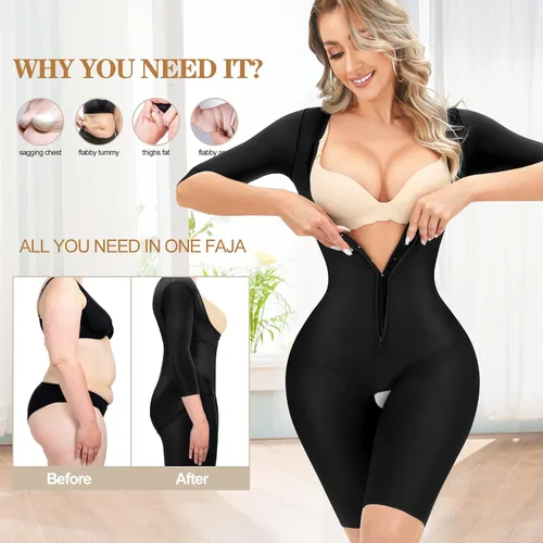Vista 4 de RDSIANE Fajas colombianas con control de abdomen para mujer, faja moldeadora de cintura para levantamiento de glúteos, parte superior del brazo