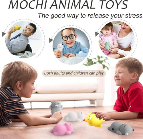 Vista 3 de Outee 12 piezas de juguetes de animales Mochi lindos Mochi para aliviar el estrés, animales Mochi, recuerdos de fiesta para niños, mini animales