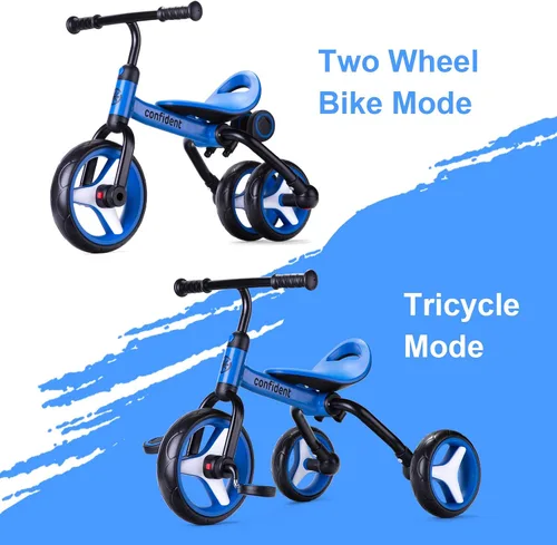 Vista 3 de YGJT Triciclo 4 en 1 para niños pequeños de 2 a 5 años, triciclos plegables para niños pequeños con asiento ajustable y pedal extraíble, juguetes