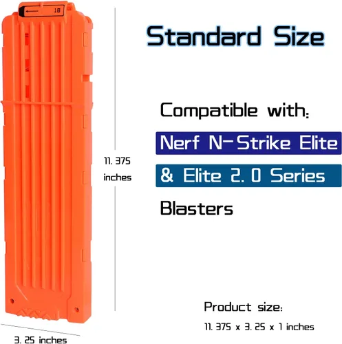 Vista 7 de Paquete de 2 cargadores de clip de recarga rápida de 18 dardos para Nerf N-Strike Elite Series (naranja)