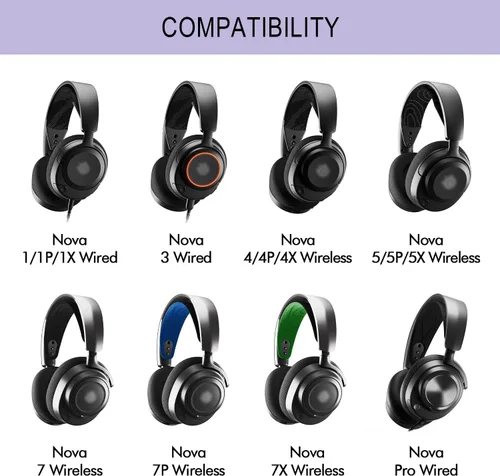 Vista 2 de Almohadillas de repuesto para SteelSeries Arctis Nova – Almohadillas de tela de malla mágica para auriculares Arctis Nova Pro Wired, Nova 1, 3, 4