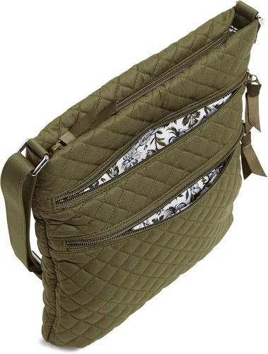 Vista 5 de Bolso cruzado hipster de algodón con triple cremallera para mujer