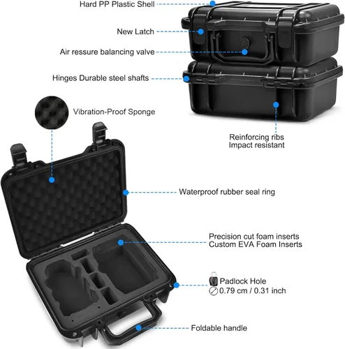 Vista 3 de Lekufee - Carcasa rígida compacta y portátil, resistente al agua, compatible con accesorios para Dron DJI Mini 2 y Mavic Mini 2.