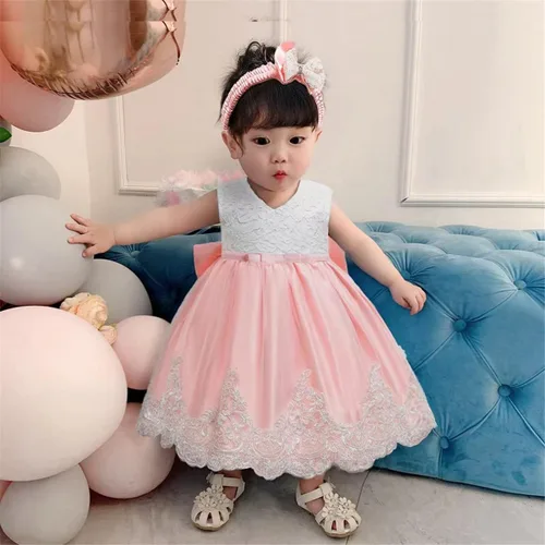 Vista 3 de Vestidos de encaje con tutú bordado para niñas pequeñas de 0 a 6 años