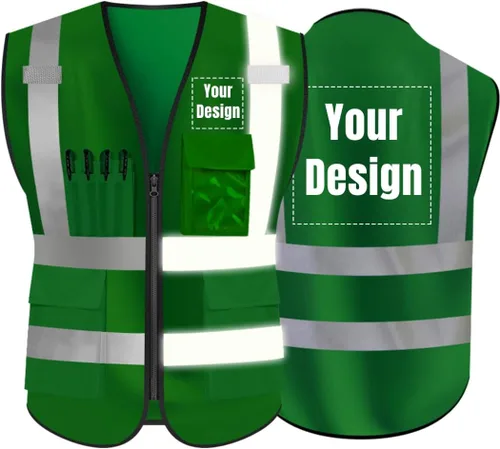 Vista 18 de Chaleco de seguridad de alta visibilidad Personaliza tu logotipo chaleco de seguridad protector, Negro