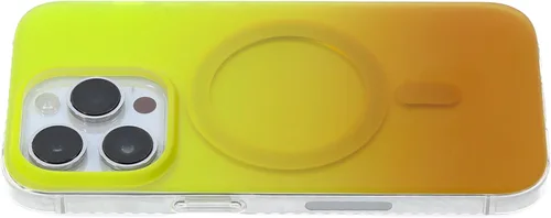 Vista 2 de Funda degradada para iPhone 14 Pro - Diseño multicolor degradado naranja y amarillo, resistente a los impactos y con imanes