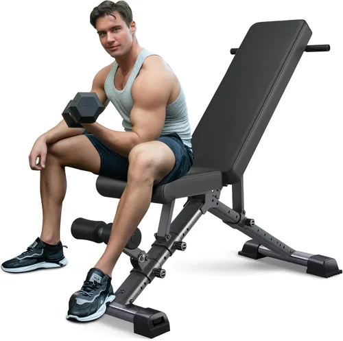 Vista 8 de BARWING 900LBS Adjustable Workout Bench for Home Gym, Flat Foldable Weight Bench For Home Gym, 2025 Upgraded Adjustable Bench Press Set, Incline