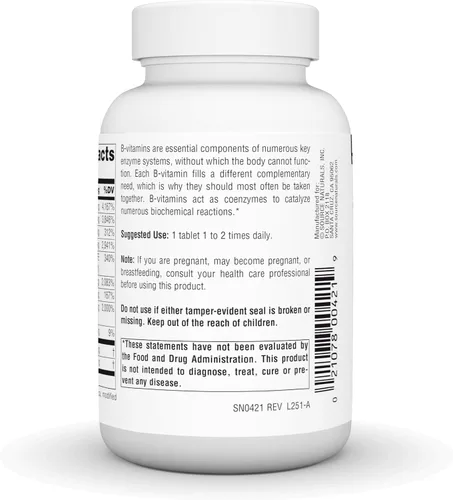Vista 4 de Source Naturals B-50 Complejo 50 mg Vitaminas B para Apoyo a la Producción de Energía - 100 Tabletas