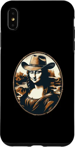 Vista 7 de Funda divertida para iPhone 15 Mona Lisa Cowgirl - Sombrero de vaquero Mona Lisa