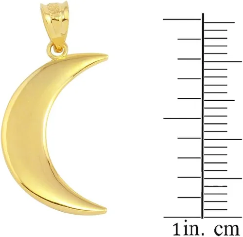 Vista 2 de Collar con colgante de luna de media luna de oro amarillo de 10 quilates